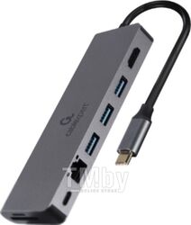 Хаб USB C док-станция USB-CM 5-в-1 (Hub3.0 + HDMI + PD + кардридер + GLAN) CablExpert Gembird A-CM-COMBO5-05