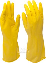 Перчатки хозяйственные, латексные, х/б напыление, разм.L, желтые KERN