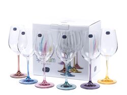 Набор бокалов для вина стеклянных декор. "Spectrum" 6 шт. 550 мл Crystalex