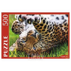 Пазлы 500 элементов Леопард на траве Рыжий кот ГИП500-0623