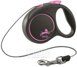 Поводок-рулетка Flexi Black Design трос / 12266 (M, розовый)
