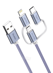 Кабель USB 2.0-3 -в-1, microUSB/lightning/typeC, текстильная оплетка, передача данных/зарядка, 1.2м Olmio PR038896