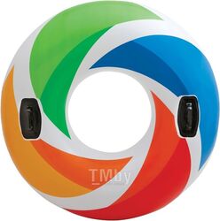Надувной круг для плавания с ручками Color Whirl, 122 см, INTEX (от 9 лет)