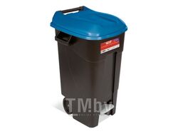 Контейнер для мусора пластик. 120л с педалью (синяя крышка) TAYG