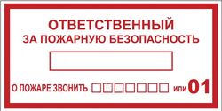 Наклейка "Ответственный за пожарную безопасность" B03 (100х200мм.) EKF PROxima