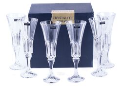 Набор бокалов для шампанского стеклянных "WELLINGTON" 6 шт. 180 мл Crystalite Bohemia