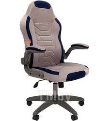 Кресло Chairman Game 50 серый/синий велюр Т53/Т82