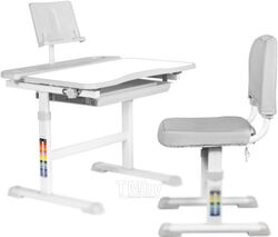 Парта+стул Anatomica Avgusta Comfort с ящиком и подставкой (белый/серый)