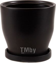 Горшок для цветов керамический "крокус" № 1 14x22,5 см черный матовый с подставкой Belbohemia 4098