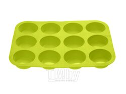 Форма для выпечки, силиконовая, прямоугольная на 12 кексов, 33х25х3 см, зеленая, PERFECTO LINEA