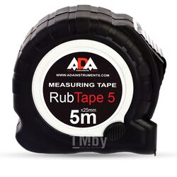 Рулетка ударопрочная ADA RubTape 5 с полимерным покрытием ленты (сталь, с двумя СТОПами, 5 м) А00156