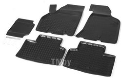 Комплект автомобильных ковриков Lada Priora 2011- , полиуретан, низкий борт, 5 предметов, крепеж для передних ковров RIVAL 16004001