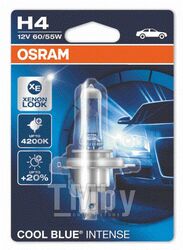 Лампа галогенная блистер 1шт 12V 60/55W H4 COOL BLUE INTENSE цветовая температура 4200К OSRAM 64193CBI-01B