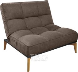 Кресло мягкое Bo-Box Кио (черный муар/дерево/соро 28 коричневый)