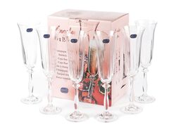 Набор бокалов для шампанского стеклянных граненых "Angela" 6 шт. 190 мл Crystalex
