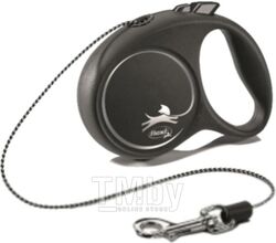 Поводок-рулетка Flexi Black Design трос / 33203 (XS, серебристый)