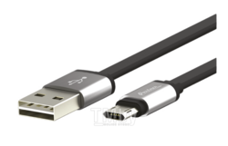 Кабель USB 2.0-microUSB, 1м, 2.4А, двухсторонний, плоский, Partner Olmio PR033304