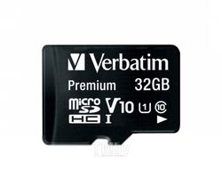 Карта памяти MicroSDHC 32Gb Class 10 U1/C10 VERBATIM Premium с адаптером 44083