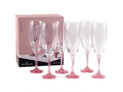 Набор бокалов для шампанского стеклянных "magnolia optic" 6 шт. 210 мл Crystalex 40934/D5191/8/210