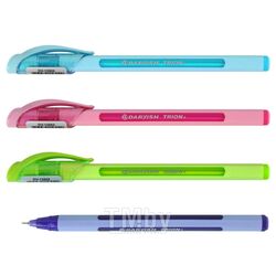 Ручка шар. синяя Trion+ корпус трехгранный soft touch цвет ассорти Darvish DV-12802