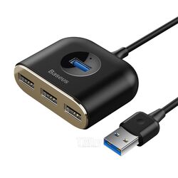 Хаб Baseus Square Round 4 in 1 USB HUB Adapter (USB3.0 TO USB3.0*1+USB2.0*3) 1m Black (CAHUB-AY01)