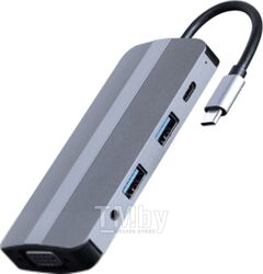 Хаб USB C док-станция USB-CM 8-в-1 (Hub3.0 + HDMI + VGA + PD + кардридер + Audio) CablExpert Gembird A-CM-COMBO8-02