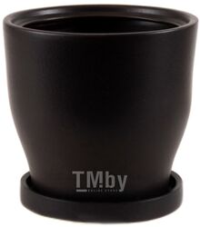 Горшок для цветов керамический "крокус" № 2 11x16,5 см черный матовый с подставкой Belbohemia 4102