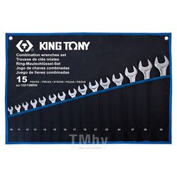Набор комбинированных ключей KING TONY 10-32 мм, чехол из теторона, 15 предметов 12D15MRN