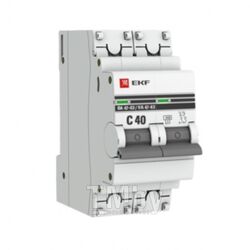 Автоматический выключатель 2P 40А (C) 4,5kA ВА 47-63 EKF PROxima mcb4763-2-40C-pro
