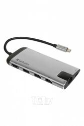 Док-станция Verbatim USB-C to 3*USB 3.0 A, HDMI 4K 30Гц, Gigabit Ethernet, SD, microSD, арт.49142
