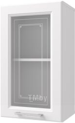 Шкаф навесной для кухни Горизонт Мебель Классик 40 Витрина (белый эмалит)