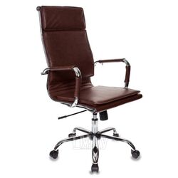 Кресло для руководителя Бюрократ CH-993 экокожа, коричневый, крестов. хром