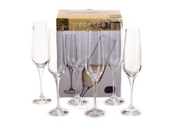 Набор бокалов для шампанского стеклянных "rebecca" 6 шт. 195 мл Crystalex 40797/195