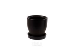 Горшок для цветов керамический "крокус" № 3 9x13,5 см черный матовый с подставкой Belbohemia 4106