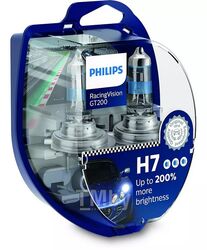 Комплект галогенных ламп H7 12V Racing Vision GT200 2шт короб (повышеная яркость 200% дальность луча 80м) Philips 12972RGTS2