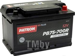 Аккумулятор PATRON PLUS 12V 75AH 700A (R+) B13 278x175x175mm 15,3kg PATRON PB75-700R