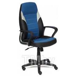 Кресло INTER, кож/зам/ткань, чер/синий/серый
