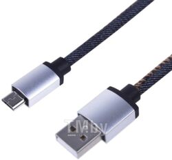 USB кабель microUSB, шнур в джинсовой оплетке REXANT 18-4242