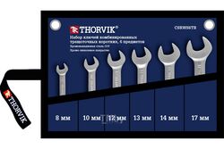 Набор ключей гаечных комбинированных трещоточных коротких в сумке, 8-17 мм, 6 предметов Thorvik CSRWS6TB
