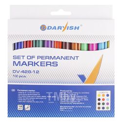 Набор маркеров перманентных 12шт/уп (1,5 мм) Darvish DV-428-12