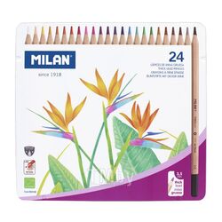 Цветные карандаши 24 шт., метал. коробка Milan 80058