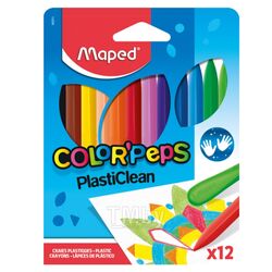 Мелки восковые 12 шт. "Crayon PlastiClean" треуг., ассорти Maped 862011