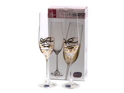 Набор бокалов для шампанского стеклянных декор. "viola" 2 шт. 190 мл Crystalex 40729/M8567/190-2