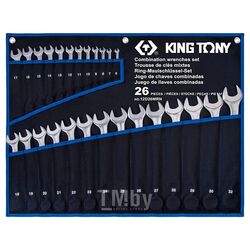 Набор комбинированных ключей KING TONY 6-32 мм, чехол из теторона, 26 предметов 12D26MRN