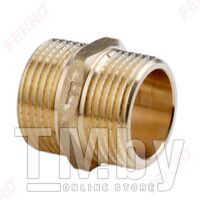 Ниппель прямой латунь FERRO N03ZW 1/2" НР-НР индивидуальная упаковка