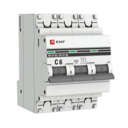 Автоматический выключатель ВА 47-63, 3P 6А (C) 6,0kA EKF PROxima mcb4763-6-3-06C-pro