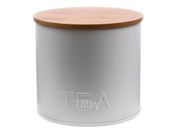 Банка для сыпучих продуктов металлическая "Tea" с бамбуковой крышкой 11*9,5 см (арт. GS-03065C-2T, код 217007)