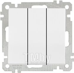 Выключатель 3-клав. (скрытый, винт. зажим) белый, ELITRA, MUTLUSAN (10 A, 250 V, IP 20)
