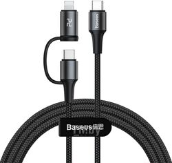 Кабель Baseus Twins 2 in 1 cable Type-C to Type-C 60W (20V/3A)+iP 20W (9V/2A) 1m (two flash charge) Black (CATLYW-H01)
