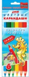 Набор цветных карандашей Hatber Jumbo Морская семейка / BKd 06210 (6шт)